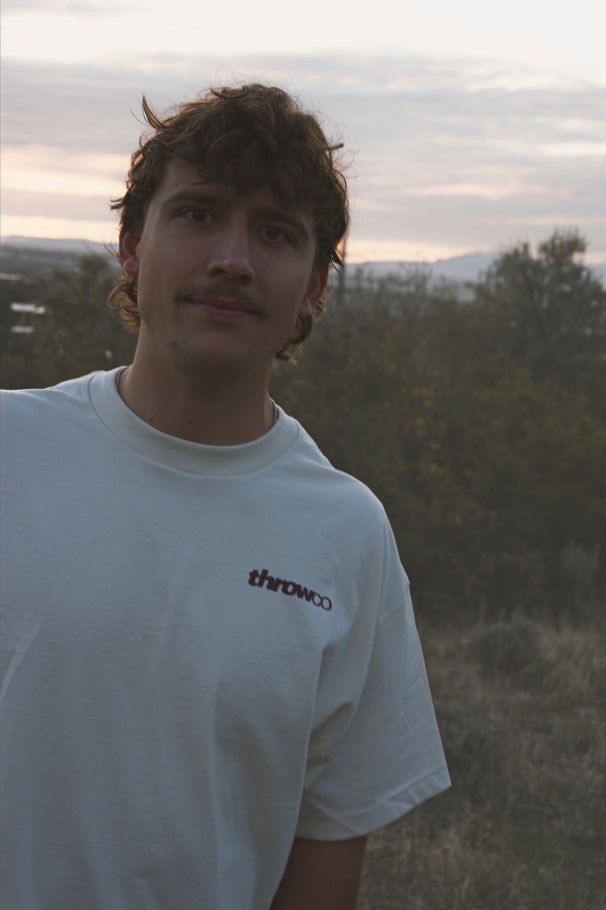 The Classic Throw Co. Tee in Off White, front chest logo