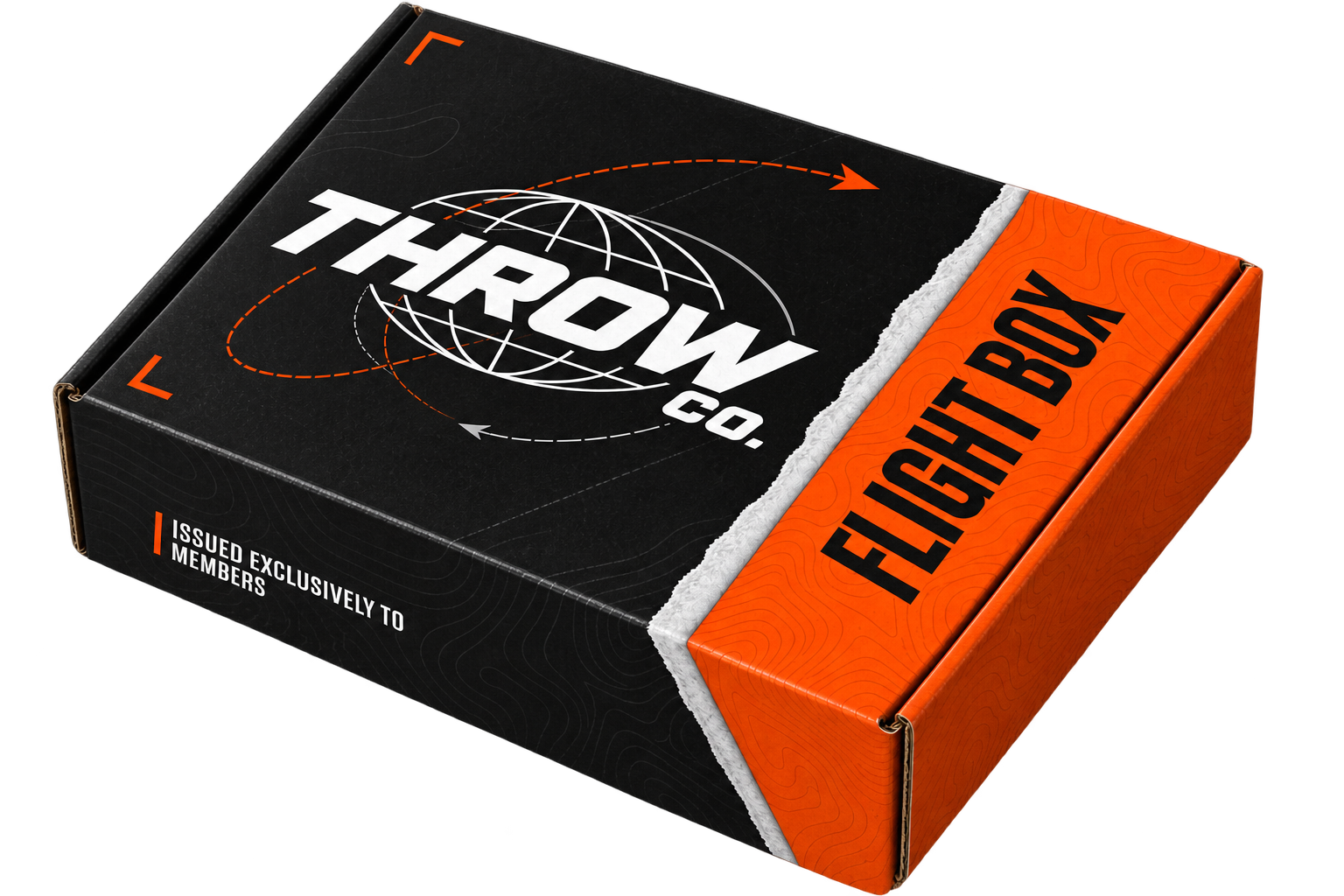 Throw Co. Flight Box in black, orange, and cream